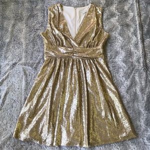 Eva Mendes NWOT Gold sequin v-neck dress